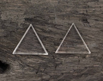 Crystal Clear Quartz Triangle Shape Both Side Flat Gemstone, Loose Beads Calibrated Stone For Jewelry Earring Making 8mm-16mm 2 Pcs Set