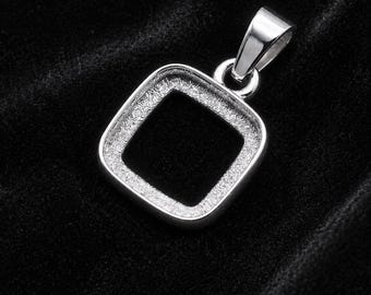 Cushion Blank Bezel Pendant, 925 Sterling Silver Pendant Setting, DIY Resin Memorial Jewelry, Keepsake Pendant, Jewelry Making Supply