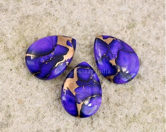 Natural Compressed Violet purple Copper Pear 5x7 mm to 16x22mm Smooth Briolette, Semi Precious Loose Gemstone Bead For Jewelry Making 1 Pc