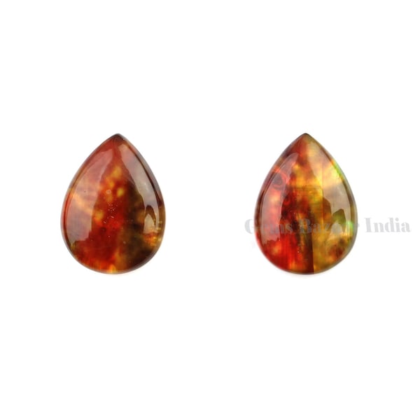 Beautiful Ammolite Quartz Pear Shape 12x16mm Smooth Briolette Gemstone For Jewelry, Calibrated Loose Beads Stone For Earrings 2 Pcs Set