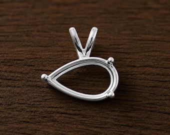 925 Sterling Silver Pear Blank Bezel Pendant | Pear Keepsake Pendant Setting | DIY Resin, Breastmilk, Ashes Jewelry Making