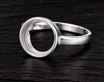 Sterling Silver Blank Bezel Ring Setting, DIY Resin Memorial Jewelry Mount, Round Cabochon Ring
