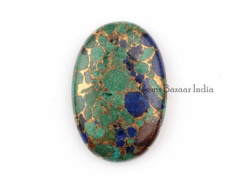 Azurite Copper Cabochon: Oval Gemstone for Jewelry Making, USA Origin 1 piece