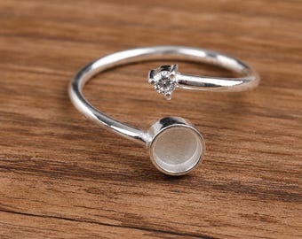 5mm Round Blank Bezel Ring, 925 Sterling Silver Ring Setting, DIY Resin Jewelry, Keepsake Ring, Cabochon Ring Base