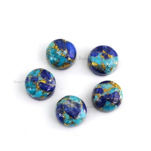 Lapis Copper Turquoise Composite Round Cabochon 6mm to 18mm Loose Gemstone Smooth Calibrated, Semi-Precious Stone, For Making Jewelry 1 Pc