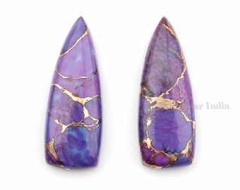Mohave Purple Copper Turquoise Long Trillion Flat Gemstone Calibrated Cabochon, Best Quality Stone For Jewelry Earring Making 10x28mm 2 Pcs