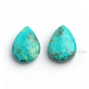 Natural Chrysocolla Pear Shape Smooth Briolette Gemstone, Loose Beads Calibrated Stone For Jewelry Earring 12x16mm 2 Pcs Set For Earring