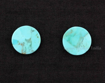 Natural Arizona Turquoise Round Coin shape 12mm Both sides Flat Cabochon Gemstone, Arizona Turquoise, earring making beads