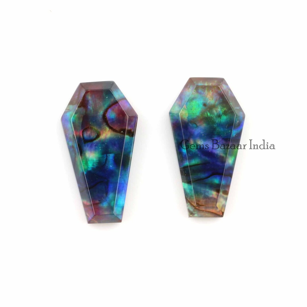 Multi Abalone Shell Quartz Coffin Shape Cabochon Gemstone for Jewelry ...