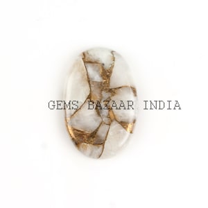 Calcita branca de cobre oval de 5 x 7 mm a 20 x 30 mm, pedra preciosa cabochão, contas soltas lisas e calibradas para fabricação de joias e brincos, 1 peça para presente