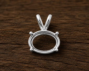 925 Sterling Silver 8x10mm Oval Blank Pendant Setting | DIY Resin Ashes Breastmilk Keepsake Jewelry Bezel Mount Necklace Base