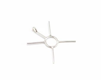 925 Sterling Silver Claw Prong Pendant Blank, Raw Stone 4 Prong Setting, Wholesale Pendant, DIY Jewelry, Silver Blanks, Jewelry Supplies