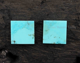 Arizona Türkis Cabochons: 12 mm quadratische Edelsteinperlen, Schmuckherstellung - 2 Stück