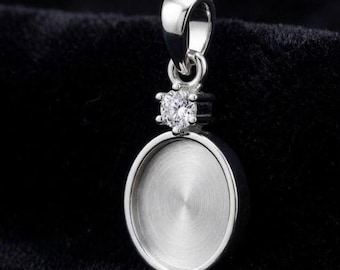 8x10mm Oval Blank Bezel Pendant Setting, Silver DIY Resin Memorial Jewelry, Ashes Keepsake Craft