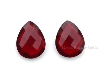 Red Garnet Quartz Pear Shape 12x16mm Faceted Briolette Gemstone For Jewelry Making, Calibrated Stone For Jewelry Making 2 Pcs Set