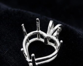 925 Sterling Silver Heart Blank Bezel Pendant Setting, DIY Memorial Jewelry, Resin Keepsake Pendant, Ashes & Breastmilk Jewelry