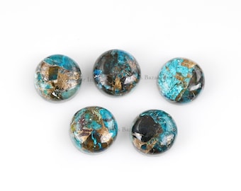 Chrysocolla Copper Round Shape 5mm to 20mm Cabochon Loose Gemstone, Smooth Calibrated, Semi Precious Stone, For Making Pendant Jewelry 1 Pc