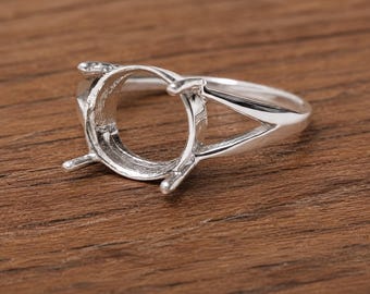925 Sterling Silver Semi Mount Ring Setting for Round Stone, 4 Prong Empty Ring Base, DIY Engagement Ring Mount, Custom Gemstone Jewelry