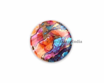 Purple & Orange Spiny Mix Oyster Copper Turquoise Round 5mm to 20mm Cabochon Calibrated Loose Gemstone, Semi Precious Stone, For Jewelry 1pc