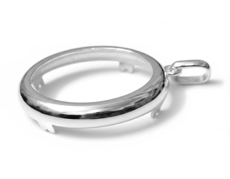925 Sterling Silver Handmade Round Bezel Pendant Blank: Coin Connector ...