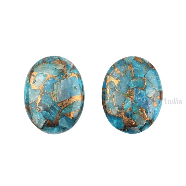 Blue Copper Turquoise Oval Shape 12x16mm Gemstone, Smooth Briolette Calibrated Stone, Bridesmaid Jewelry Earring Pendant Stones 2 Pcs Set