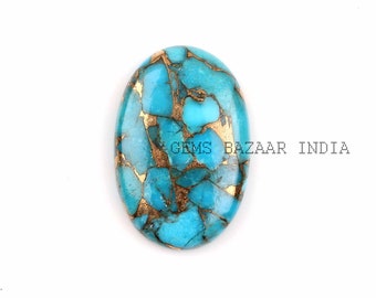 Cabochon de forme ovale en cuivre bleu turquoise 5x7 mm à 20x30 mm | Pierre de perles lâches calibrées lisses pour la fabrication de boucles d'oreilles de bijoux 1 pc