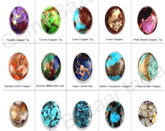 Chrysocolla Copper Cabochon: Oval Gemstone for DIY Jewelry (5x7mm-20x30mm) 1 piece