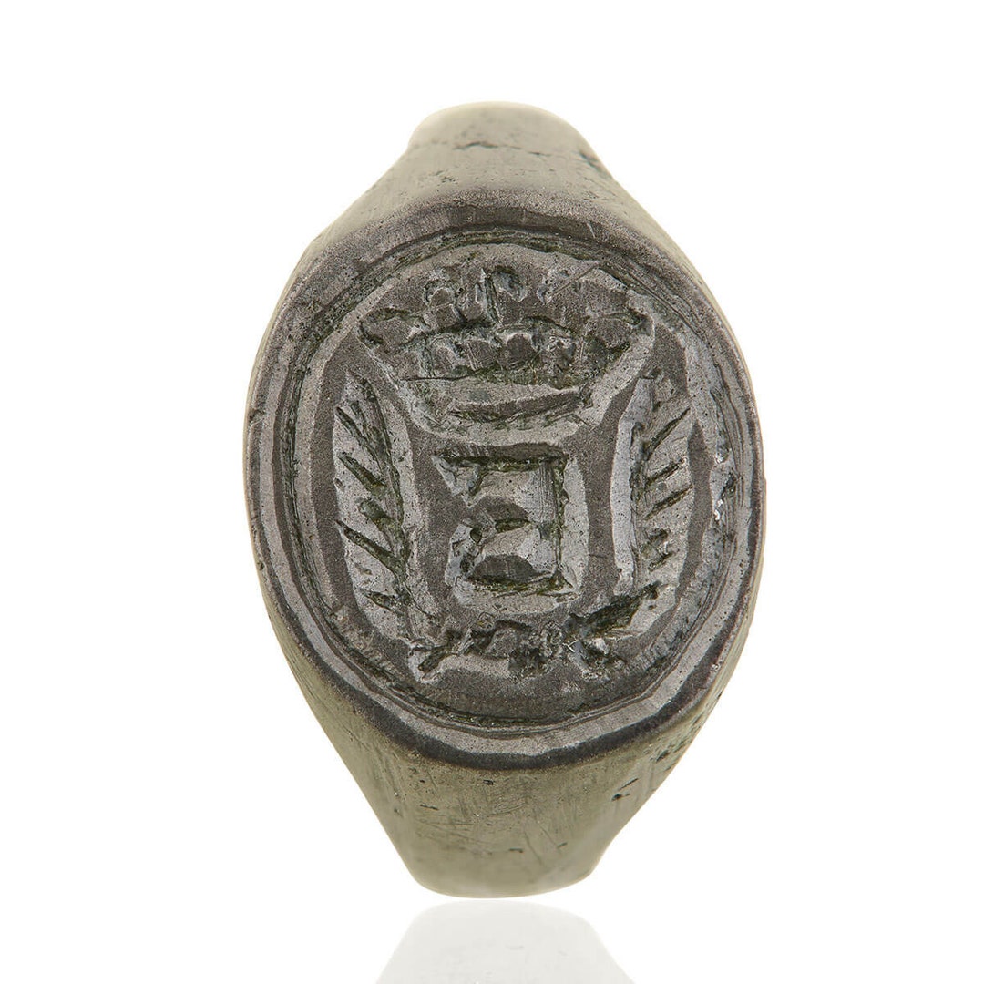 Tudor Period Tinned Bronze Signet Ring With Initial A Crest Etsy