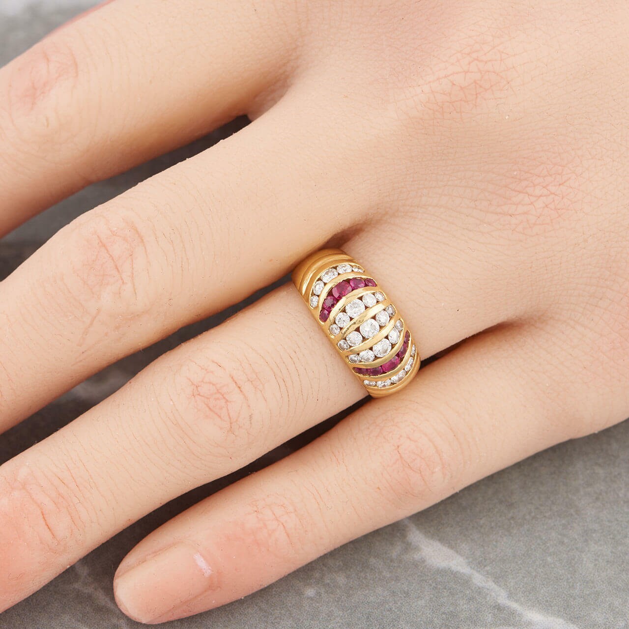 Second Hand 18ct Gold Ruby and Diamond Band Ring Pre Owned | Etsy