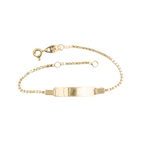 18ct Gold 4 / 6 ID Box Bracelet 3 Grams 