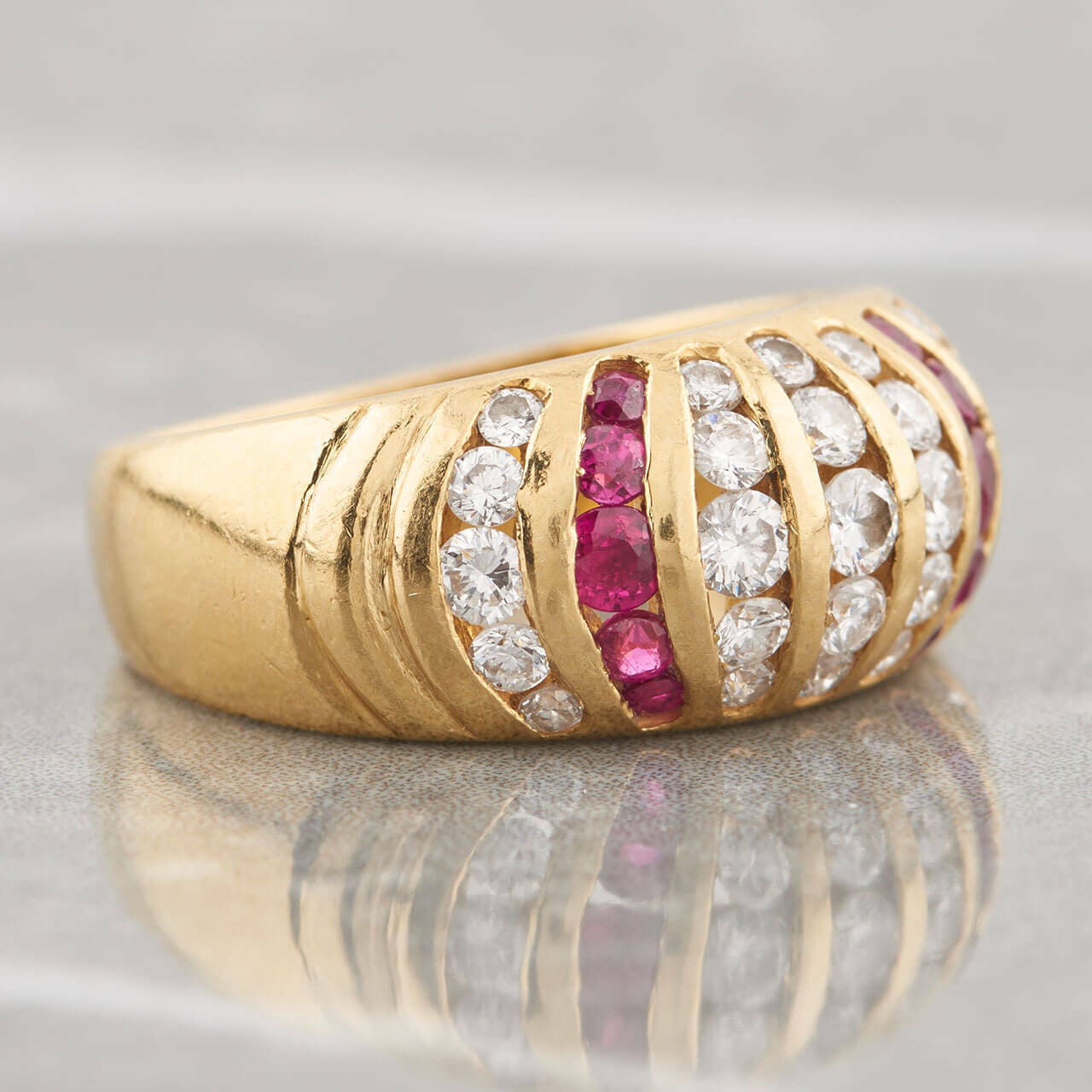 Second Hand 18ct Gold Ruby and Diamond Band Ring Pre Owned | Etsy
