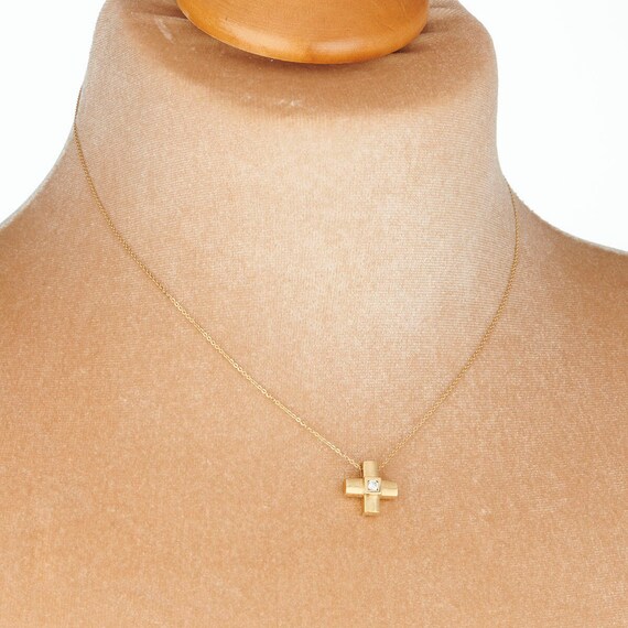 18ct Gold Plated Silver Latin Cross Necklace Engraved Name 1.25