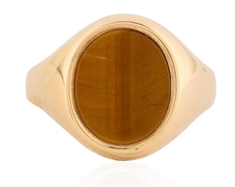 Vintage 9 karat guld Tigeröga Signetring - 1978
