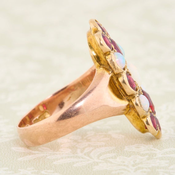 9ct Gold Opal & Red Paste Dress Ring. Size UK O /… - image 5