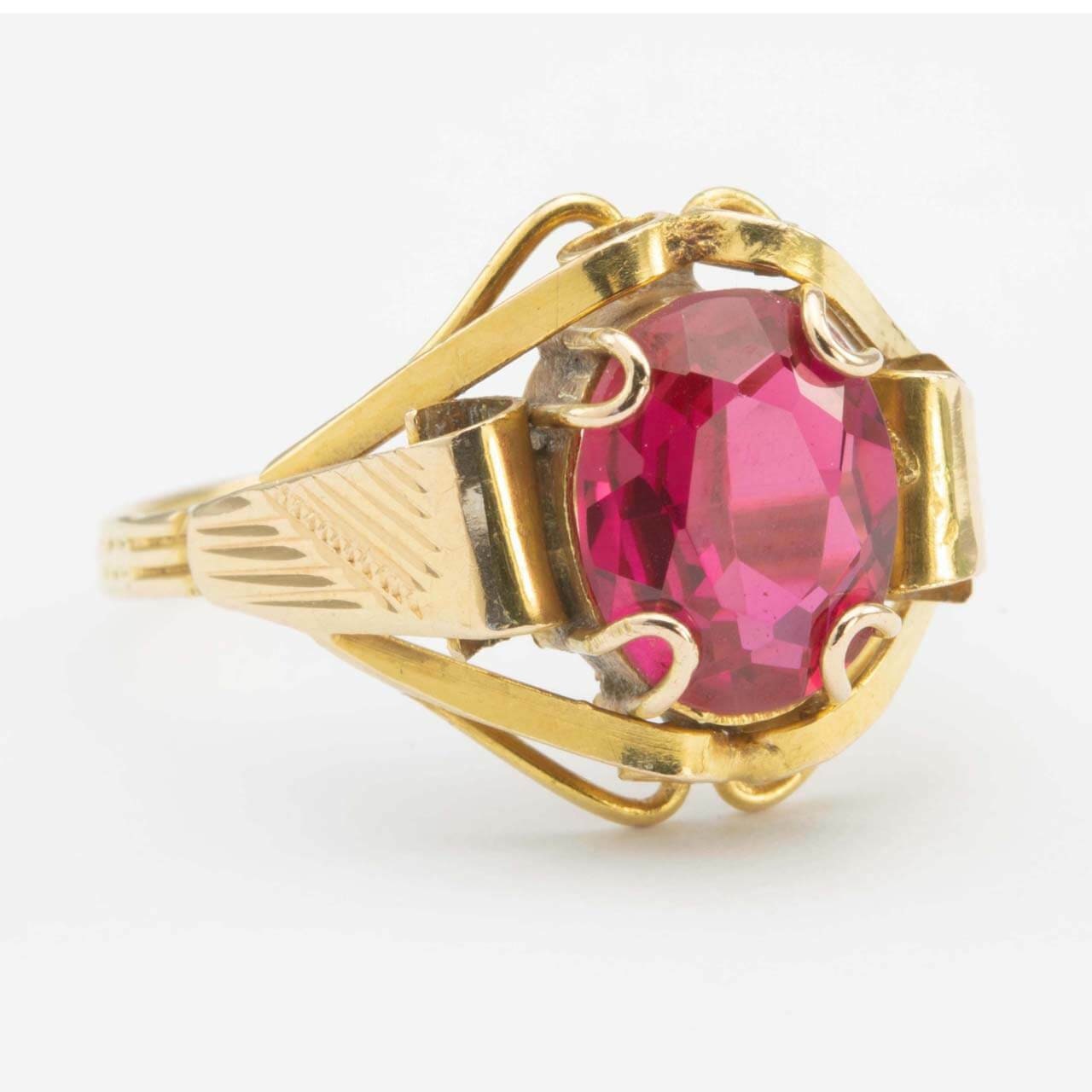 Second Hand 18ct Gold Single Stone Synthetic Ruby Ring | Etsy