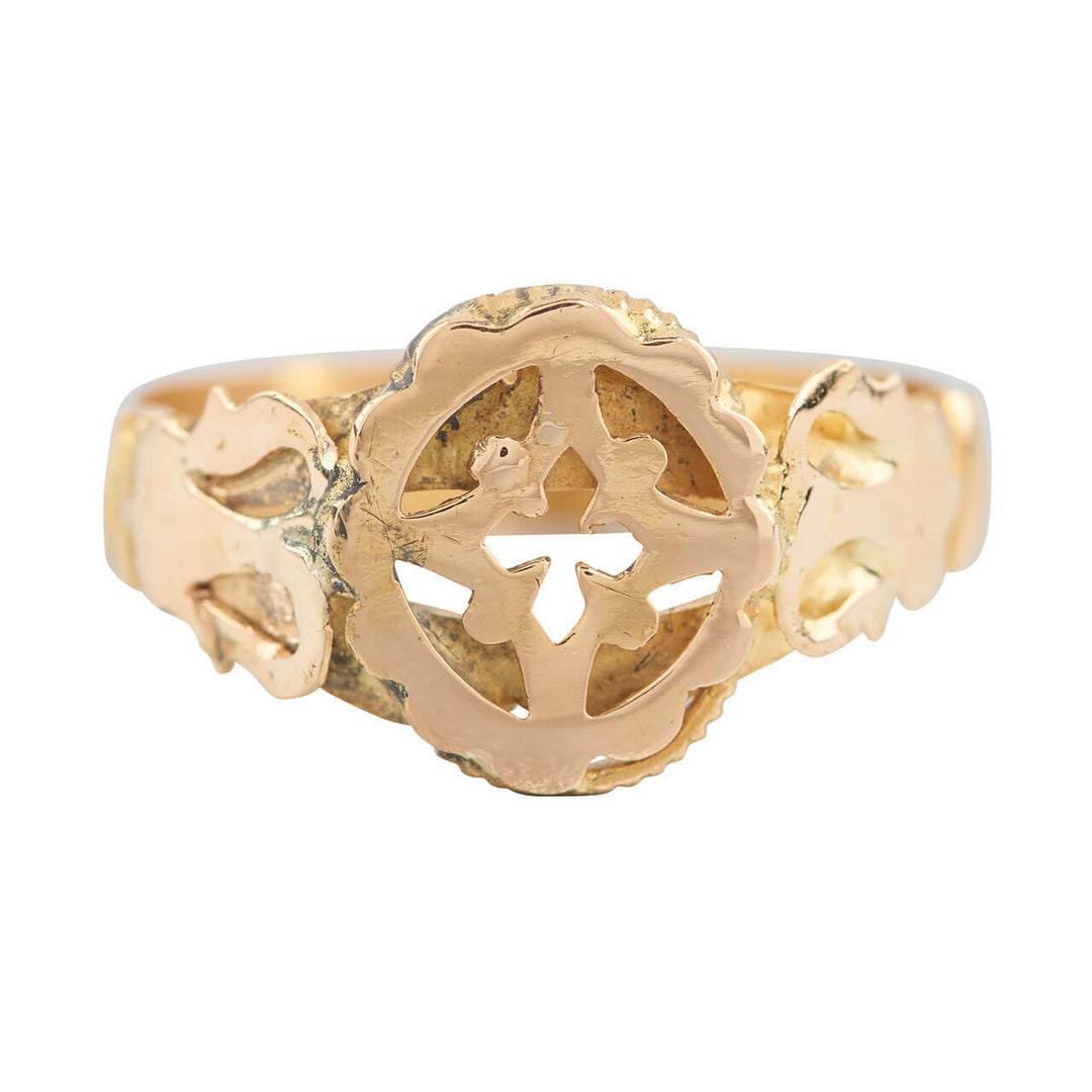 Antique 18ct Gold Openwork Cross Ring 18k Gold Christian Ring