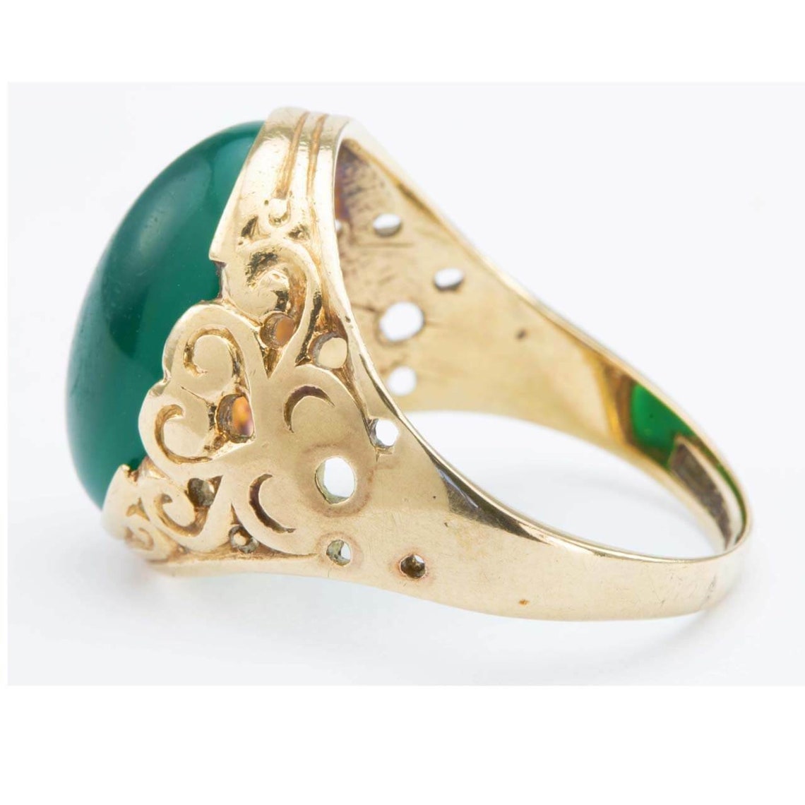 Vintage 9ct Gold Green Paste Ring Second Hand Large Etsy