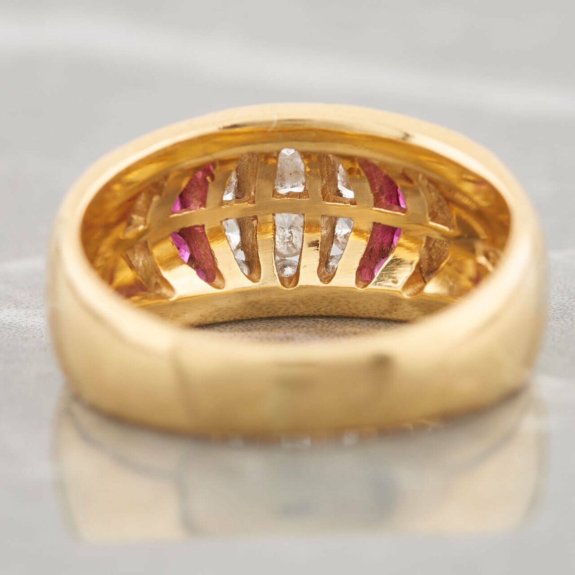 Second Hand 18ct Gold Ruby and Diamond Band Ring Pre Owned | Etsy