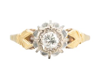 Vintage 18ct Gold 0.25 Carat Diamond High Set Solitaire Engagement Ring | 18k Gold 1/4 Carat Diamond Single Stone Promise Ring