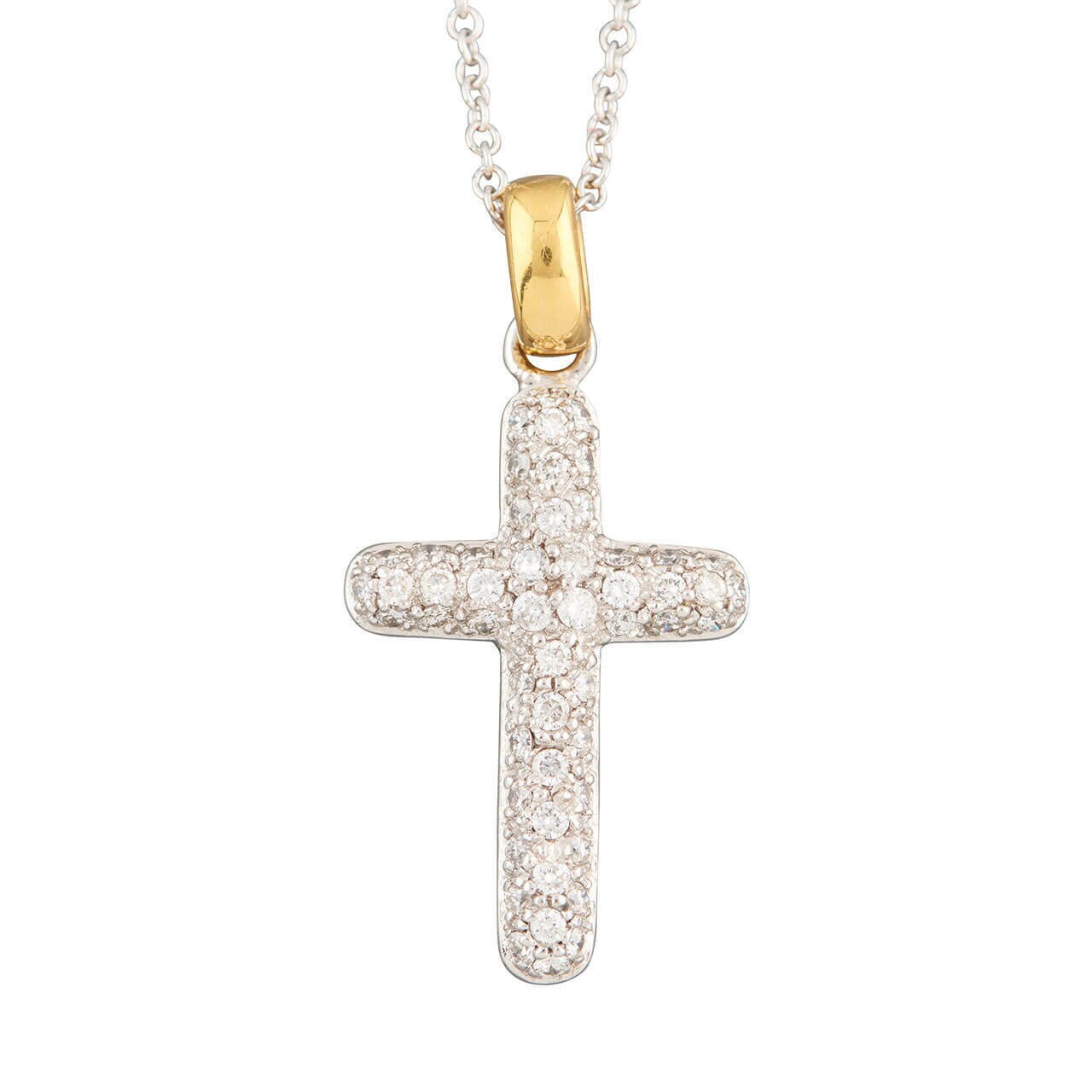 18ct Gold Pavé Diamond Cross Pendant 