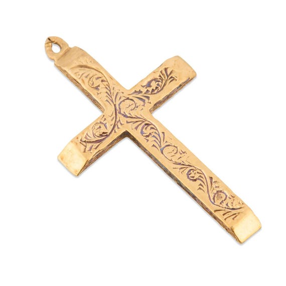Second Hand 9ct Gold Scrollwork Cross Pendant |  … - image 1