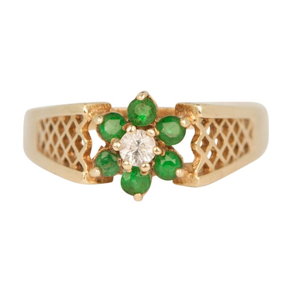 9ct Gold Emerald & Spinal Ring | Emerald Cluster R