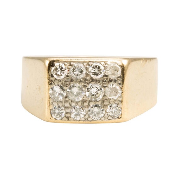 9ct Gold Diamond Signet Ring | 9k Gold Mens Diamon