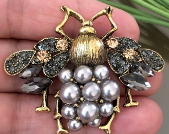Bumble Bee Brooch, Wasp Brooch, Brooch Pin, Navy Bee Brooch, Bumble Bee Jewellery, Wasp Jewelry