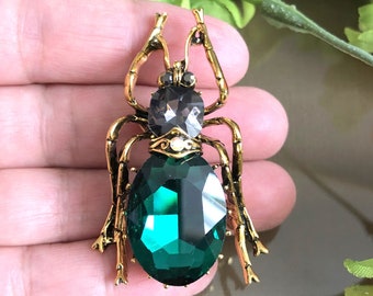 Large Green Spider Brooch, Spider Brooch , Green Spider Jewelry, Spider Jewellery, Spider Gift, Big Spider Brooch