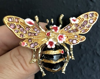 Big Bumble Bee Brooch, Wasp Brooch, Brooch Pin, Navy Bee Brooch, Bumble Bee Jewellery, Wasp Jewelry