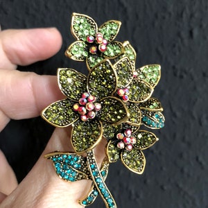 Broche o colgante de pedrería floral, Alfiler de broche, Joyería de estilo vintage, Regalos para ella imagen 3