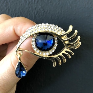 Blaues Auge Kristall Strass Brosche Pin Dali&#39;s Eye Brosche