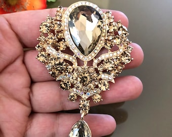 Grote broche kristal strass sieraden decoratieve broche pin vintage stijl sieraden