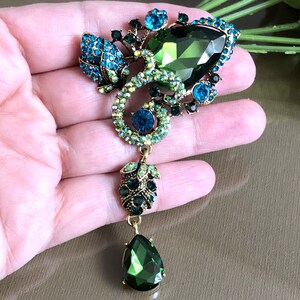 Large crystal rhinestone brooch, Brooch pin, Vintage style jewelry, Gifts for her, Holiday Gift